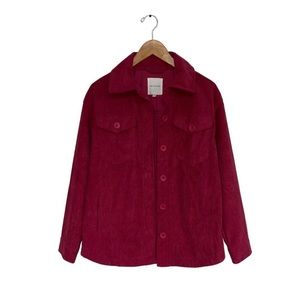 Avec Les Filles Corduroy Shacket‎ Shirt Jacket Red Burgundy Women's Size  Small